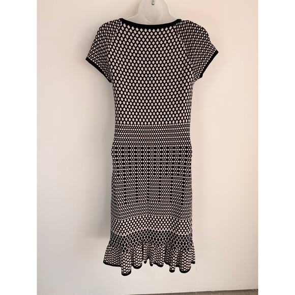 Classic Anne Klein Black & Ivory Geometric Midi Dress Size S - Picture 5 of 9